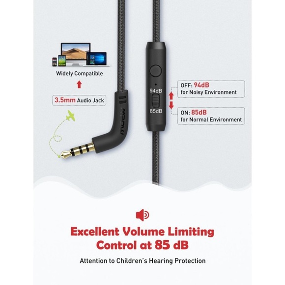 Mpow Kids Headphones with Microphone On-Ear, Sound Sharing Function for Children - Picture 3 of 8